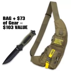 Bush Pilot Crash Survival Kit - Incredible Value On Survival Gear, Sturdy Sling Pack, Tactical Fixed Blade Knife