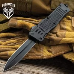 Bushmaster Mamba Automatic OTF Knife - Stainless Steel Blade, TPU Handle, Sliding Trigger, Glassbreaker, Pocket Clip
