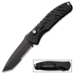 Gerber Black Propel Automatic Pocket Knife - 420HC Steel Blade, G10 Handle Scales, Lanyard Hole, Pocket Clip - Length 8 1/2”