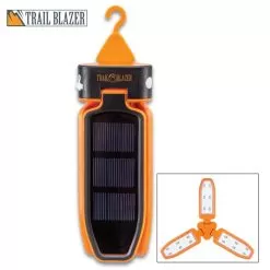 Trailblazer Tri-Folding Solar Camping Light - 18 LEDs, Built-In Battery, Micro USB Charging Cable, Tough ABS Construction, Hanging Hook