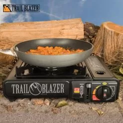 Trailblazer Portable Camping Stove With Carry Case - Steel Construction, Piezo Ignition, Adjustable Burner - Dimensions 13 1/2”X 11”X 4 1/2”
