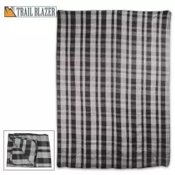 Trailblazer Grey And Black Plaid Wool Blanket - 80% Wool Construction, Stitched Edges, Retains Insulation When Wet, Dimensions 64”x 84”
