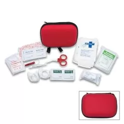 Compact First Aid Travel Kit - Assortment Of Basic Supplies, 85 Pieces, Zippered EVA Case, Carabiner