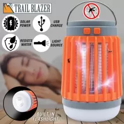 Trailblazer Camp Lantern And Bug Zapper - COB And 180-Lumen LED Lights, Solar Powered, USB Rechargeable, ABS Construction