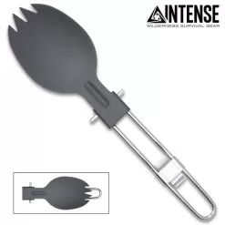 Intense Folding Camp Spork - Aluminum And Stainless Steel Construction, Hard Anodized - Length 6 1/4"