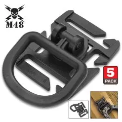 M48 Webbing Connect Buckle Clip - Five Pieces, ABS Construction, Octagon Mount, 360-Degree Rotation - Dimensions 1 3/5โx1 3/10โ