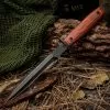 V42 Combat Dagger And Sheath - Stainless Steel Blade, Pakkawood Handle, Extended Tang, Lanyard Hole - Length 13”