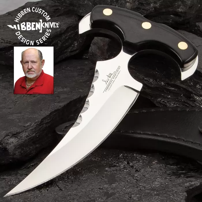 Hibben Vulcan Push Dagger With Sheath - 5Cr13 Stainless Steel Blade, Pakkawood Handle Scales, Nickel Silver Pins - Length 7β