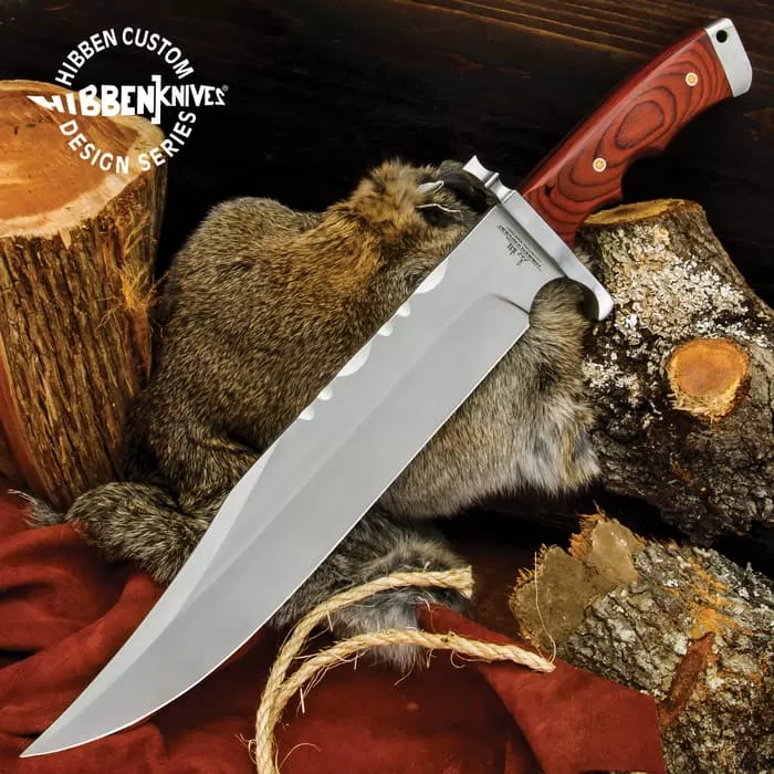 Hibben Bloodwood Magnum Bowie Knife And Sheath - 3Cr13 Stainless Steel Blade, Bloodwood Handle - Length 18 1/4β