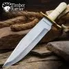 Timber Rattler Ivory Dusk Bone Handle Bowie Knife With Leather Sheath
