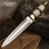 Timber Wolf Knights Templar Dagger And Sheath - Stainless Steel Blade, Bone Handle, Brass Guard And Pommel - Length 13 1/2”