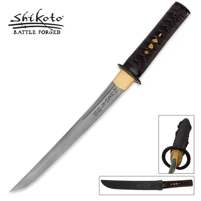 Brown Damascus Shikoto Tanto