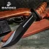USMC Combat Fighter Knife - Fixed Blade With Leather Sheath