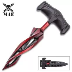M48 Cyclone Cardinal Sin Push Dagger And Sheath - 2Cr13 Cast Stainless Steel Blade, TPR Rubber Handle - Length 7 3/8”