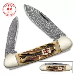 Kissing Crane Burnt Bone Canoe Pocket Knife