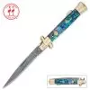 Kissing Crane Genuine Abalone Damascus Stiletto Knife