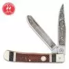 Kissing Crane M1911 Pistol Trapper Pocket Knife - Stainless Steel Blades, Wooden Handle Scales, Nickel Silver Bolsters
