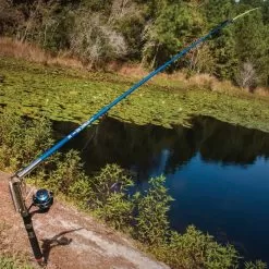 Automatic Telescoping Fishing Rod And Reel - Metal And Stainless Steel Construction, Padded Handle, Mounting Prongs - Length 8’