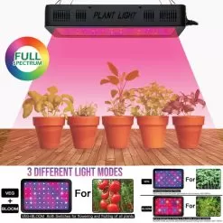 600-Watt LED Plant Growth Light - IR And UV LEDS, Two Growing Stage Modes, Energy Efficient, Includes Hanging Kit
