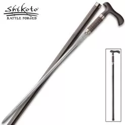 Shikoto Rurousha Forged Sword Cane Damascus
