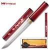 Shinwa Scarlet Komodo Handmade Tanto / Samurai Short Sword - Hand Forged 1045 Carbon Steel - Mother Of Pearl Dragon Inlay; Red Hand Lacquered Hardwood; Shirasaya Mounting - Ninja Stealth - Full Tang