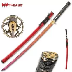 Shinwa Lucidity Handmade Katana / Samurai Sword - Hand Forged T10 High Carbon Steel, Copper Colored Finish - Genuine Ray Skin, Leather - Fully Functional, Full Tang, Battle Ready