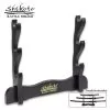 Shikoto Longquan Master Three-Sword Display Stand - Premium Wooden Construction, Sleek Black Finish, Table-Top Design