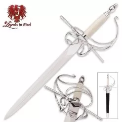 Classic Medieval Rapier Dagger With Scabbard - High Carbon Steel Blade, Bone Handle