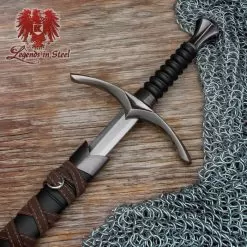 Legends In Steel Mini Replica Medieval Broadsword And Scabbard - Stainless Steel, Metal Alloy Fittings - Length 22 3/4"