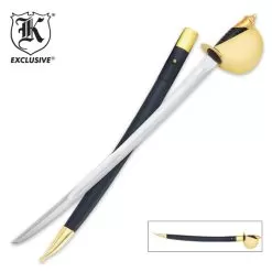 1860 US Navy Cutlass Sword With Leather-Wrapped Cast Metal Sheath