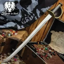 Pirate Cutlass Sword With Ship Hilt And Scabbard