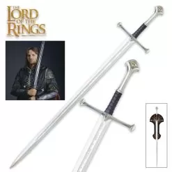 Anduril Sword - United Cutlery Replica LOTR - Sword Of King Elessar With Wall Plaque - 52 7/8" Length, The Hobbit