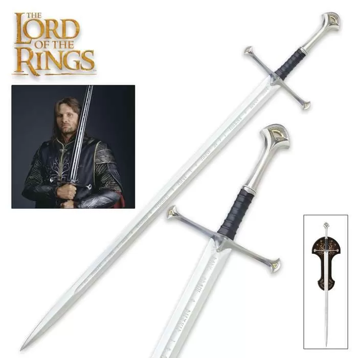 Anduril Sword - United Cutlery Replica LOTR - Sword Of King Elessar With Wall Plaque - 52 7/8" Length, The Hobbit