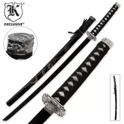 Doragon Katana Sword With Engraved Scabbard