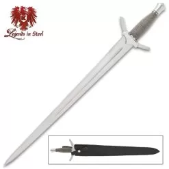 Legends In Steel Castle Sword With Scabbard - Stainless Steel Blade, Wire-Wrapped Handle, Stainless Steel Guard And Pommel