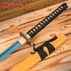 Shinwa Blue Deep Katana And Scabbard - 1045 Carbon Steel Blade, Genuine Rayskin, Hardwood Handle, Metal Alloy Tsuba - Length 41”