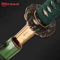 Shinwa Green River Katana And Scabbard - 1045 Carbon Steel Blade, Genuine Rayskin, Hardwood Handle, Metal Alloy Tsuba - Length 41”