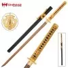 Shinwa Golden Warrior Katana With Scabbard - 1045 Carbon Steel Blade, Faux Ray Skin, Brass Habaki, Metal Alloy Guard - Length 40”