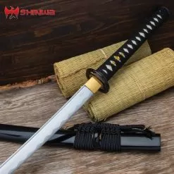 Shinwa Miyamoto Katana And Scabbard - 1045 Carbon Steel Blade, Hardwood Handle, Genuine Rayskin - Length 41 7/10”
