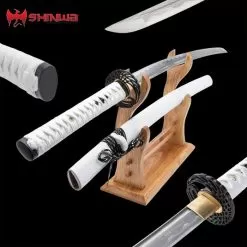 Shinwa Air Warrior Katana And Scabbard - Damascus Steel Blade, Hardwood Handle, Copper Tsuba - Length 41 1/2”