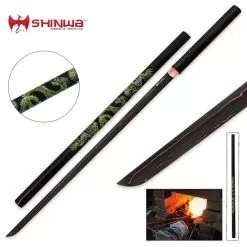 Shinwa Green Dragon Black Damascus Shirasaya Sword