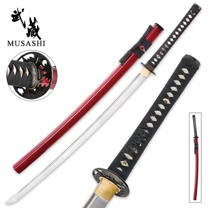 Musashi Clay Tempered 1060 Carbon Steel Katana Sword