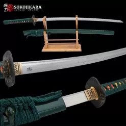 Sokojikara Standing Crane Katana And Scabbard - 1095 Carbon Steel Blade, Clay-Tempered, Genuine Rayskin - Length 40”