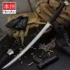 Honshu Boshin Wakizashi - Modern Tactical Samurai / Ninja Sword - Hand Forged 1060 Carbon Steel - Full Tang, Fully Functional, Battle Ready - Black TPR, Steel Guard And Pommel, Lanyard Hole - Scabbard