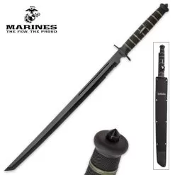 USMC Blackout Combat Tanto Sword With Nylon Sheath