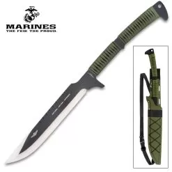 USMC Tak-Kana Sword With Scabbard - One-Piece 3Cr13 Stainless Steel, Wrapped Handle, Lanyard Hole - Length 29 1/2”