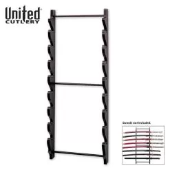 United Cutlery Black Wall Mount Sword Display - Holds Eight Swords