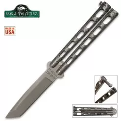 Bear Silver Vein Armor Piercing Butterfly Knife