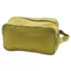 Olive Drab Travel Shaving Bag - 100 Percent Cotton Canvas, Zipper Closure, Nylon Webbing Carrying Handle