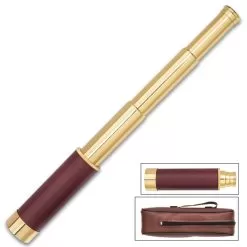 25X30 Classic Collapsible Spyscope - Slide Focus, Brass Finish, BK-7 Prisms, Collapsible Eye-Piece, Leatherette Storage Case, FOV 105 Ft At 1,000 Yds